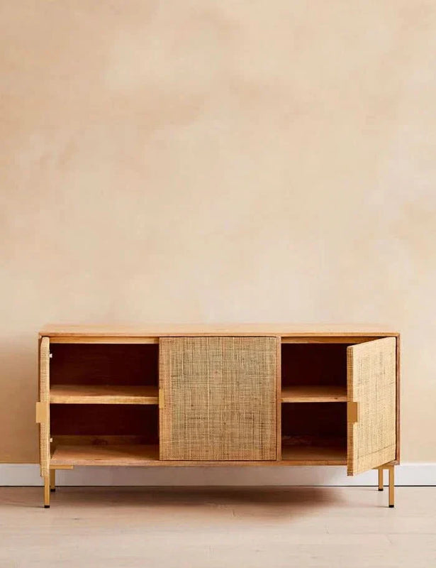 Cart Rattan Webbed Large Sideboard - Wooden Empiro