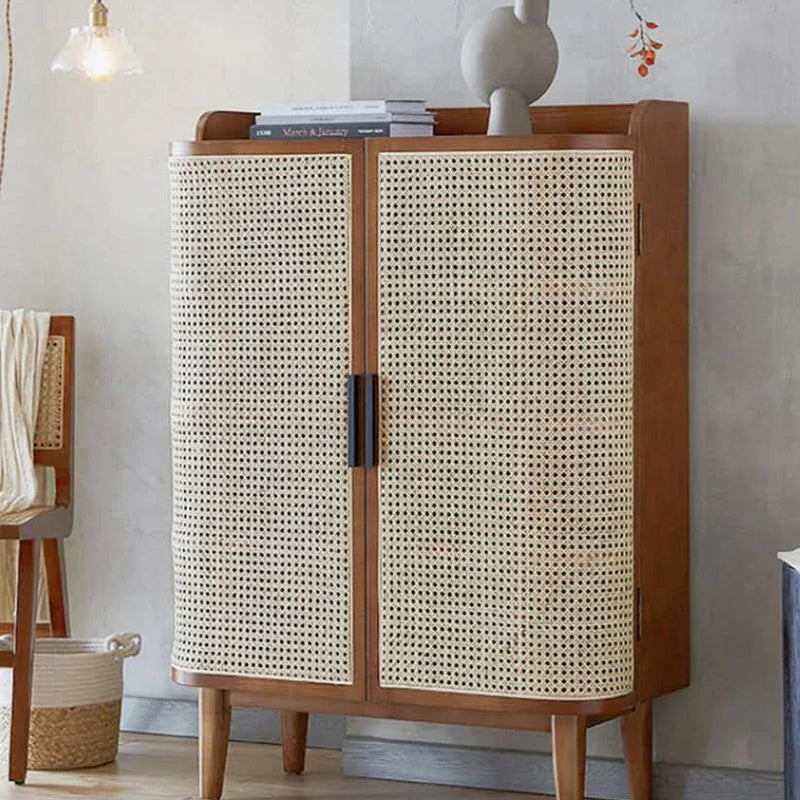 Flemingo Rattan Shoe Rack =- Wooden Bazasr