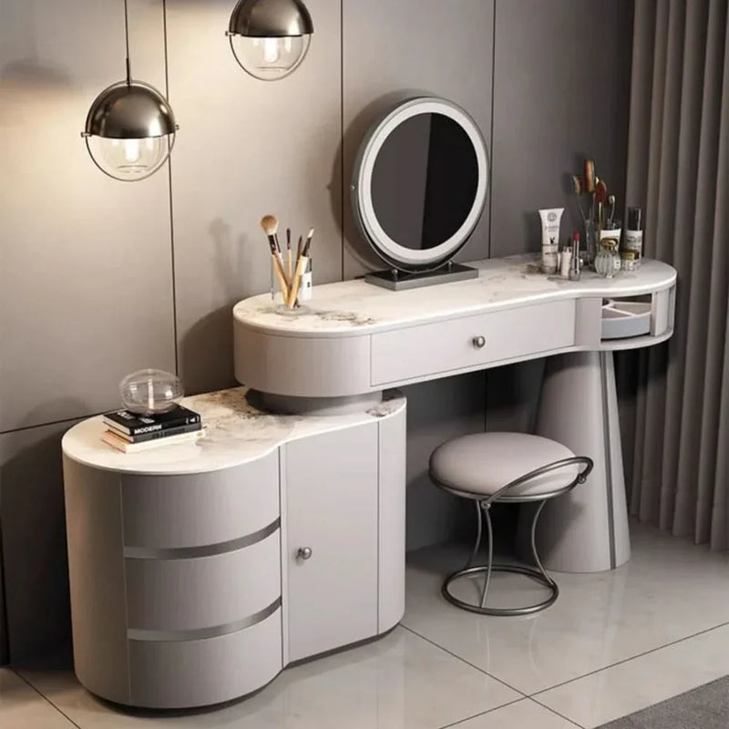 Contemporary Vanity Table with LED Mirror and Storage Drawers