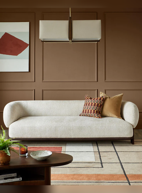The Solterra Sofa — Luxury Curved Wooden Base 3 Seater Sofa