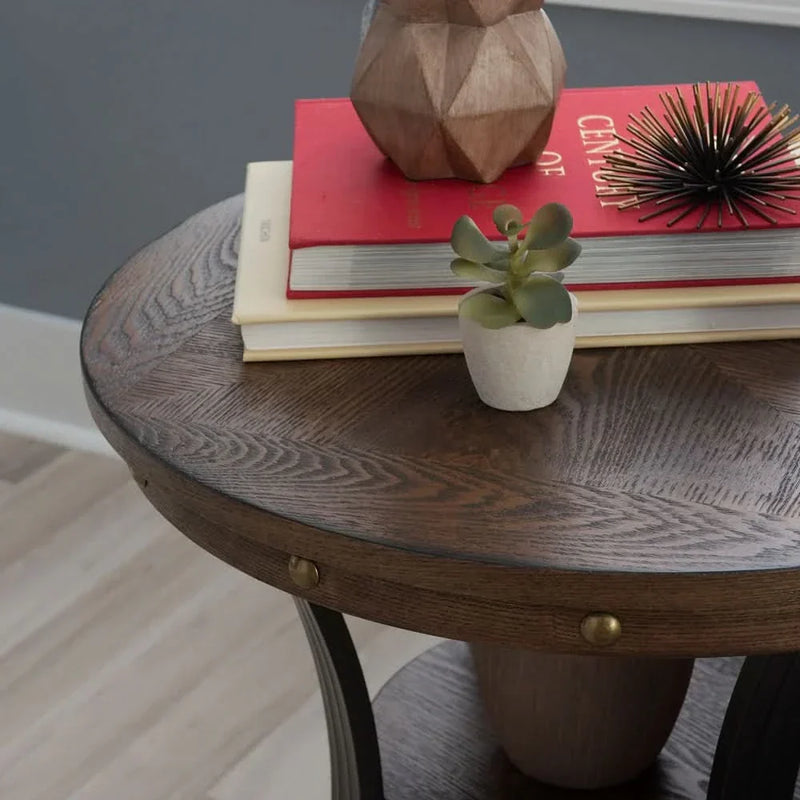 Wilpix Round Side Table in Brown color - Wooden Empiro