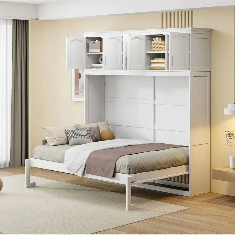 Full Size Murphy Bed Wall Bed with Top Cabinets