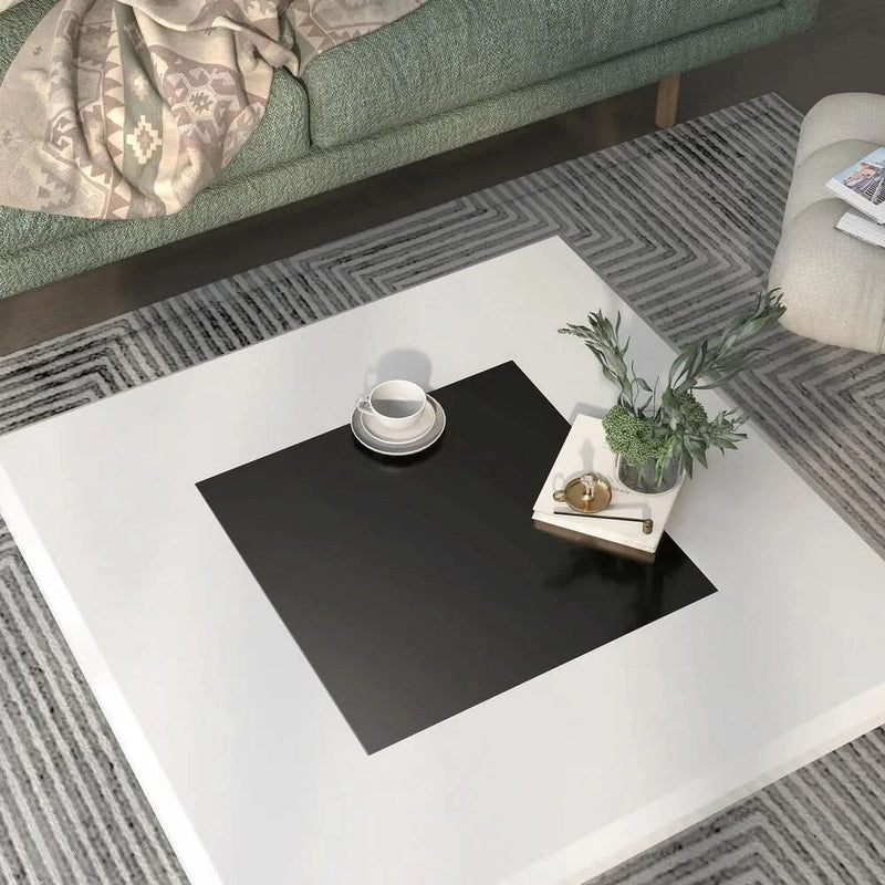 Relling Glass Insert Top Coffee Table Square - Wooden Empiro