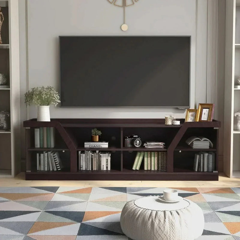 Singyor Contemporary Espresso 71-inch Multi-functional Storage TV Console