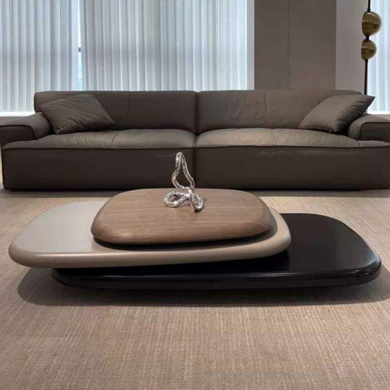 Jumperg Modern Layered Coffee Table with Wooden Top & Contemporary Base