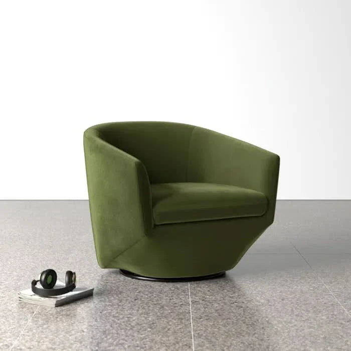 Stenly MOdern  Upholstered Swivel Barrel Chair - Wooden Empiro