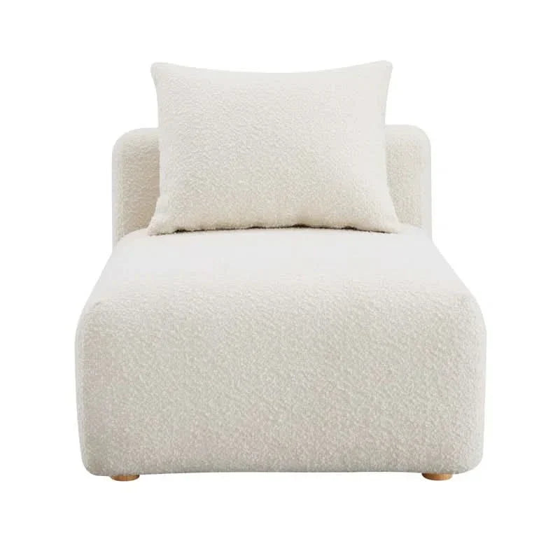 Harry Cream Boucle Modular Armless Chair - Wooden Empiro