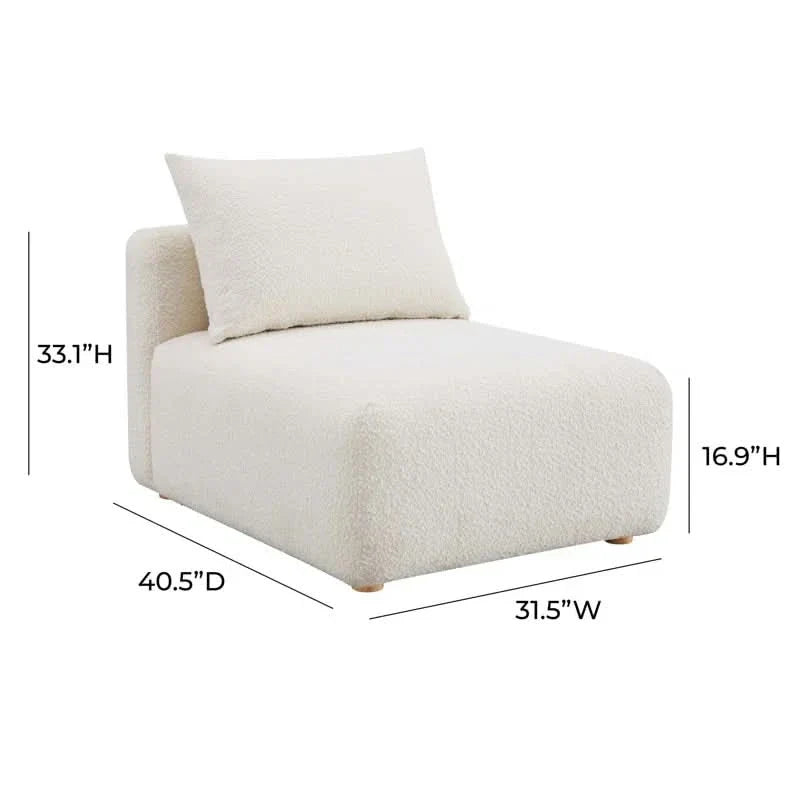Harry Cream Boucle Modular Armless Chair - Wooden Empiro