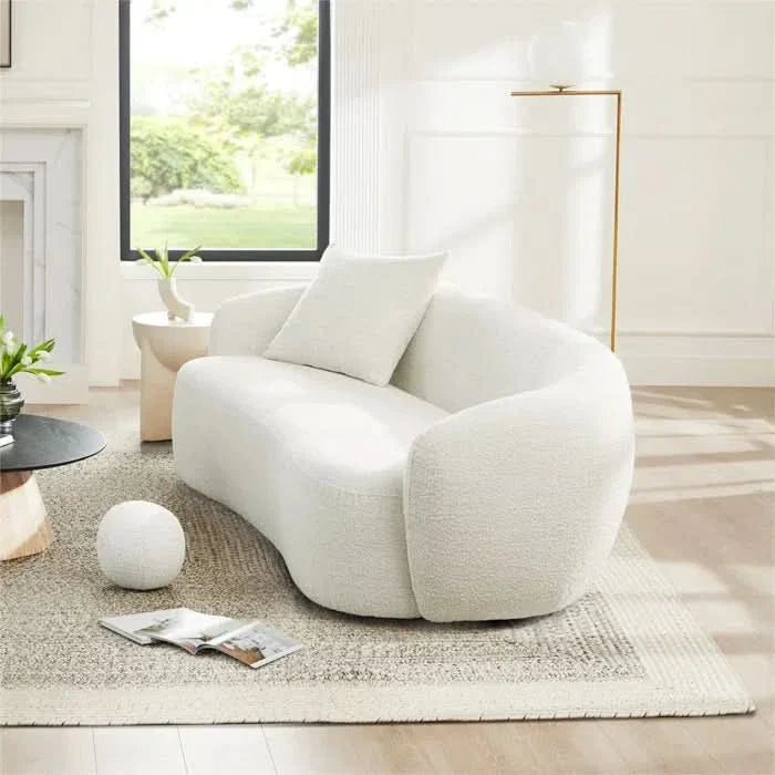 Heonix Elegant 89'' Curved Sofa in Boucle Upholstery With Modern Luxury and Comfort