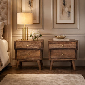 Harvey Wooden Bedside Table - Nightstands - Gharaana
