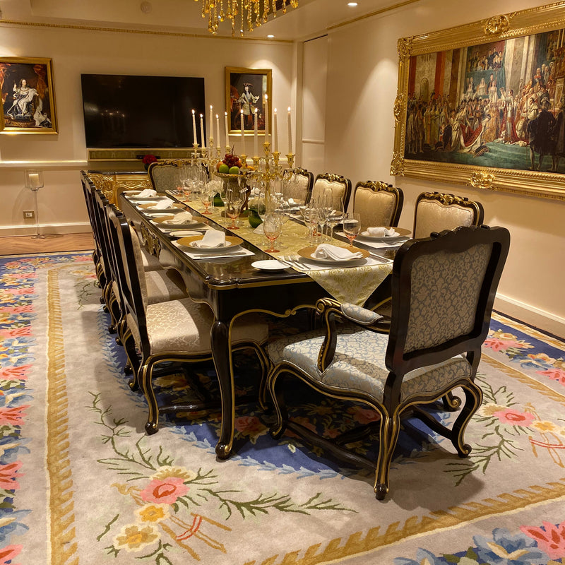Dining table of Louis XV era with subtle rococo sensibilities
