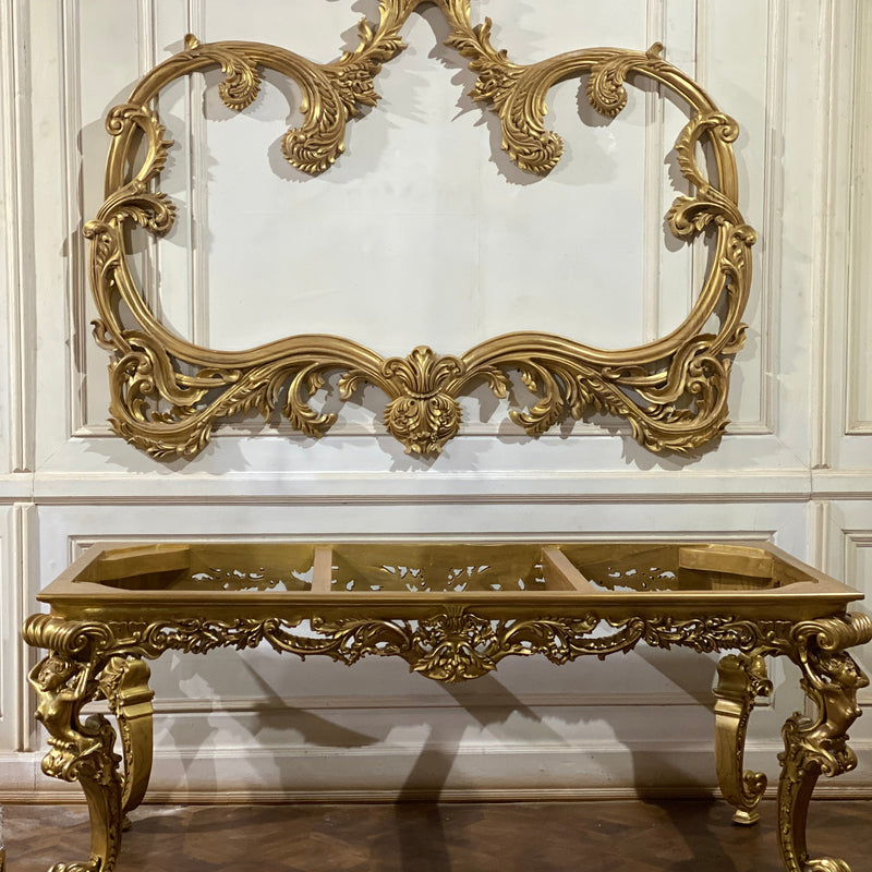 Dining table inspired by Louis XIV antiquity with caryatids.