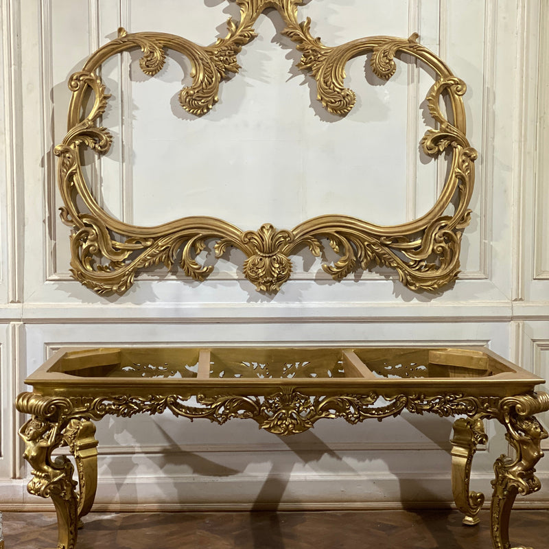 Dining table inspired by Louis XIV antiquity with caryatids.