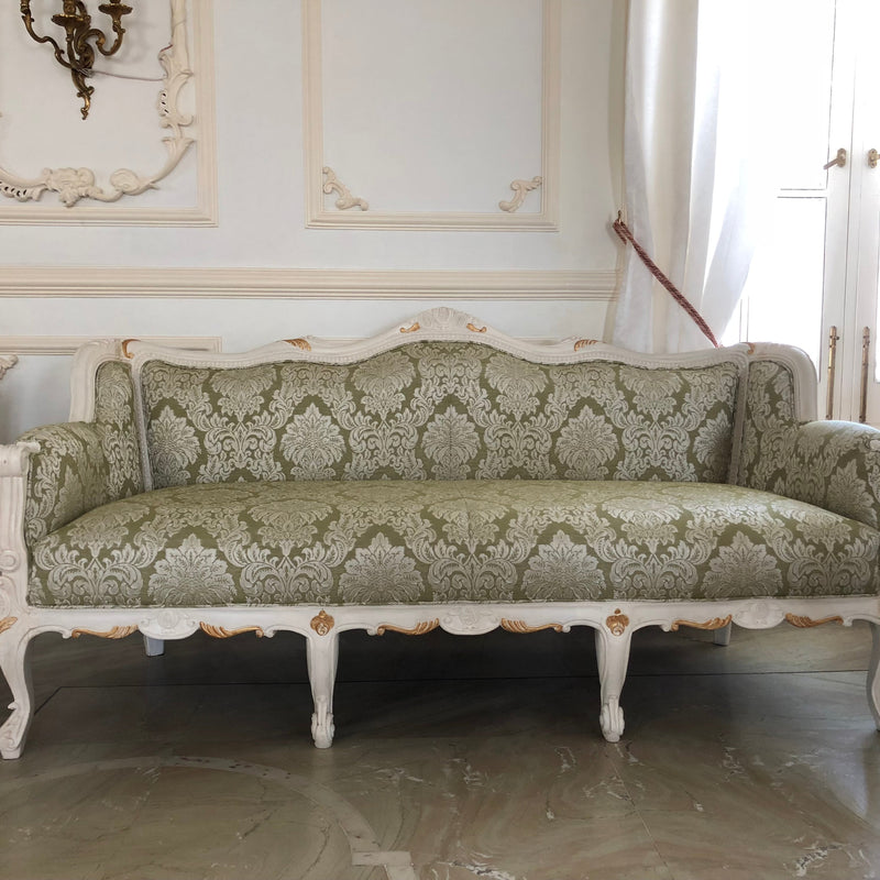 Sofa inspired by Louis XV with serpentine carved back