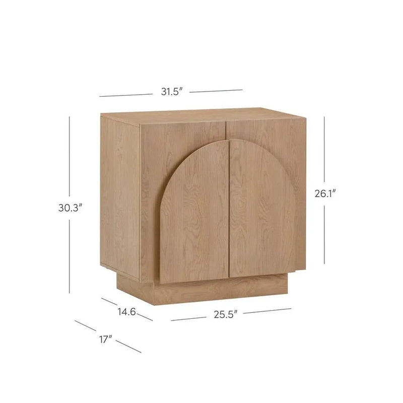 Iris Wooden Accent Cabinet, Sideboard Credenza or TV Stand with Arched Cabinet Doors and Adjustable Shelves