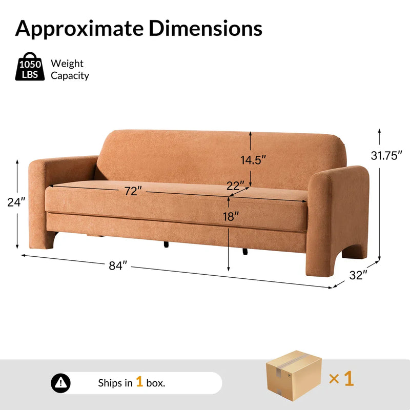 Himfix Curved Chenille Sofa - Wooden bazar