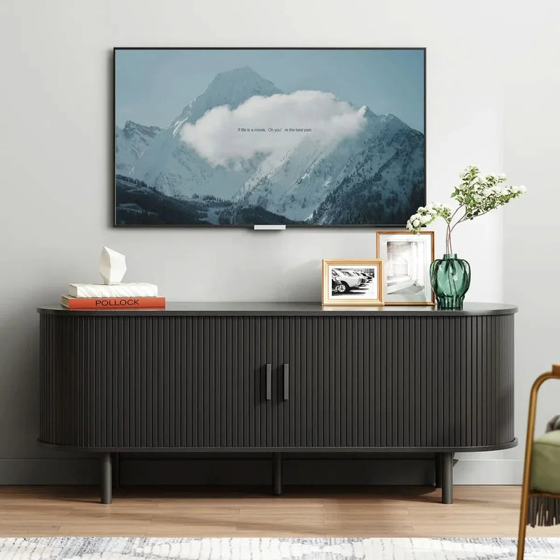 Modern Wood TV Stand with Storage and Shelves - Wooden Empiro