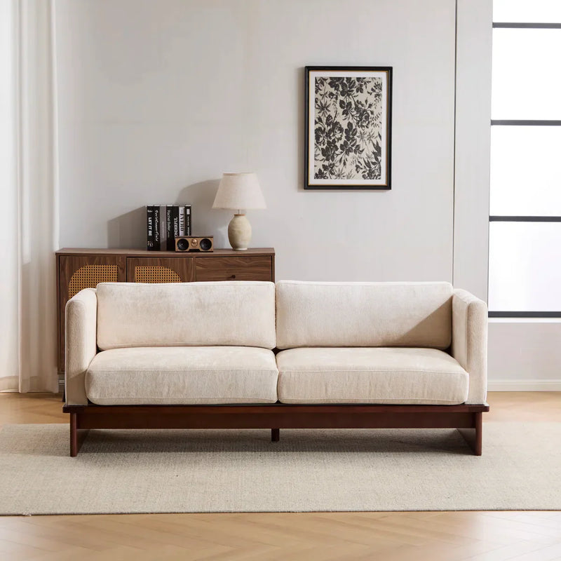 Modern 3-Seater Upholstered Sofa With Solid Wood Base - Craft Decor