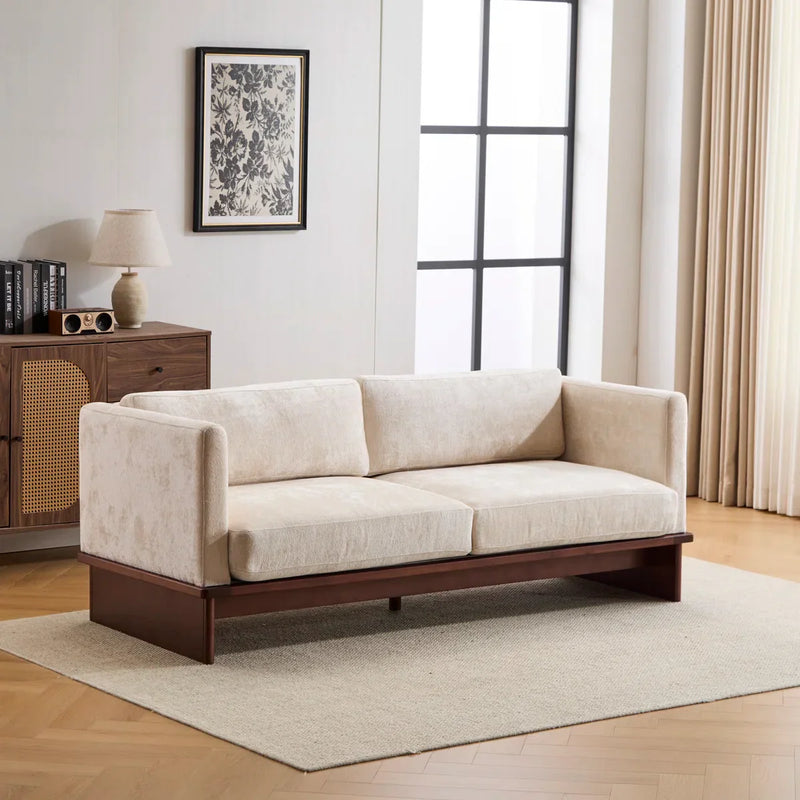 Modern 3-Seater Upholstered Sofa With Solid Wood Base - Craft Decor