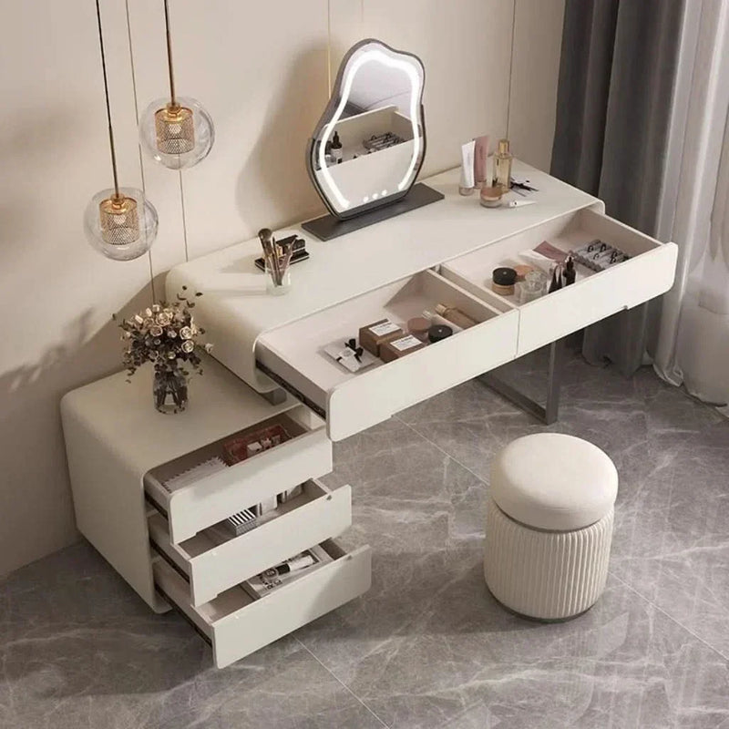 Modern Vanity Table Set with LED Mirror, Side Cabinet