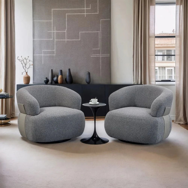 Rokky Swivel Modern Barrel Chair Accent Chair set of 2