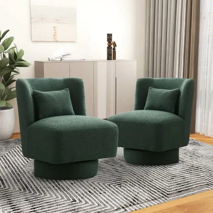 Jakker Upholstered Swivel Barrel Chair (Set of 2) - Wooden Empiro