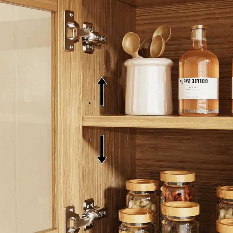 Smallex Kitchen Pantry With Glass Door And Microwave Shelf - Craft Decor