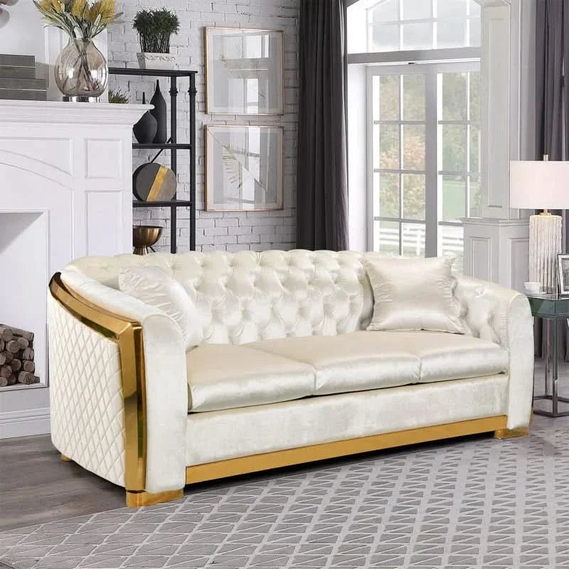 Ladaziaz Velvet Luxury 3 Seater Chesterfield Sofa - Wooden Empiro