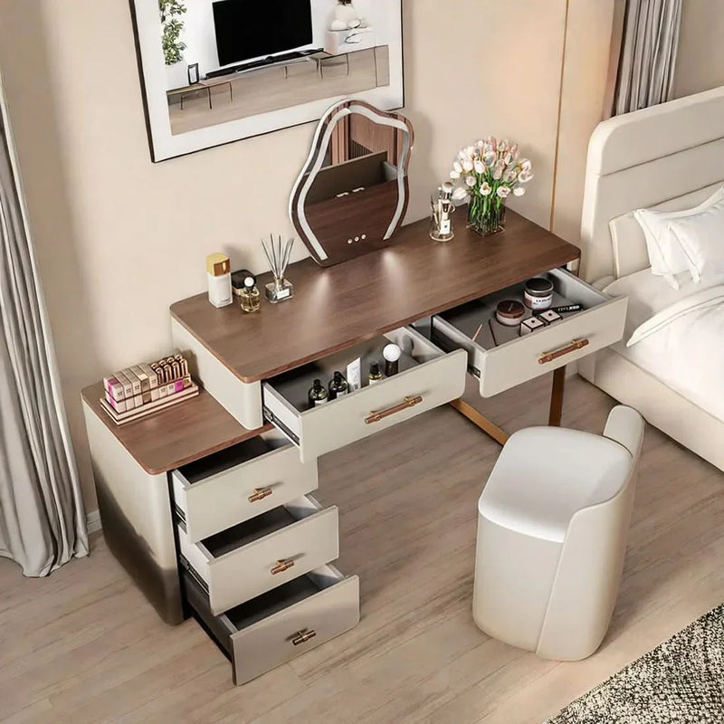 Modern Vanity with LED Mirror and Storage Drawers