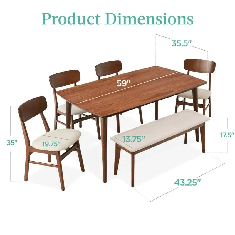 Minamilast 6 Seater Dining Table Set - Wooden Empiro