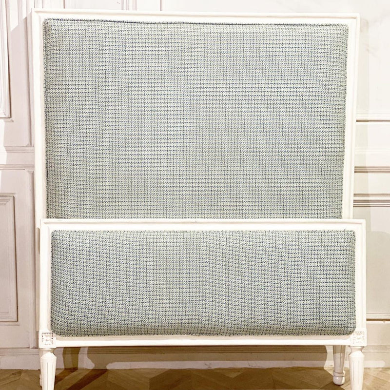 Minimal Louis XVI bed with high headboard