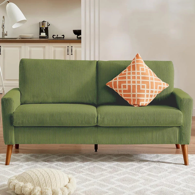 Mid-Century Modern Loveseat Sofa Upholstered Compact Couch with Spring Cushions