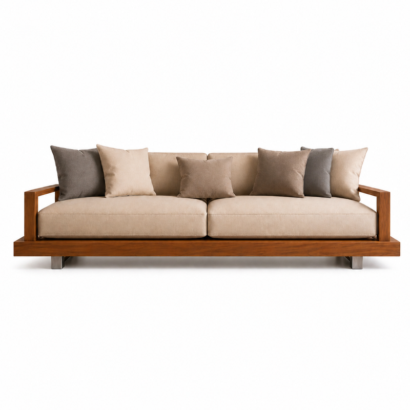 The Maven Sofa — Luxury Solid Teak Wood 3 Seater Sofa