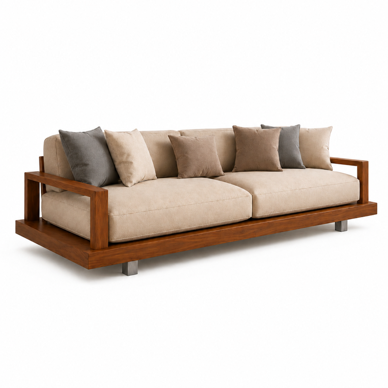 The Maven Sofa — Luxury Solid Teak Wood 3 Seater Sofa