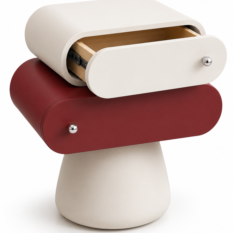 Melo Mushroom Side Table– 2 Drawer Designer Bedside Table