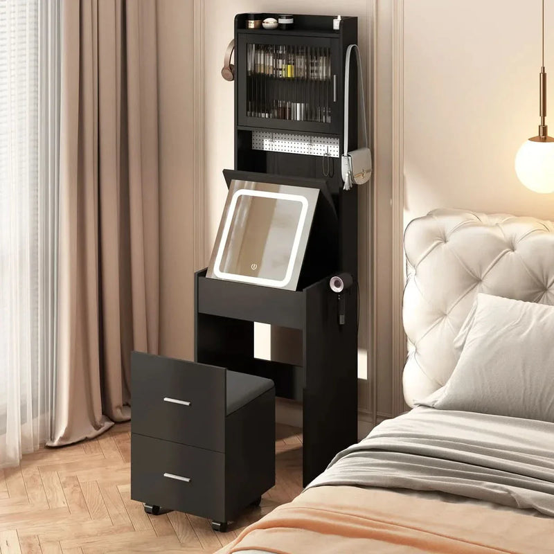 Makeup Vanity Set with LED Lights and Power Outlets