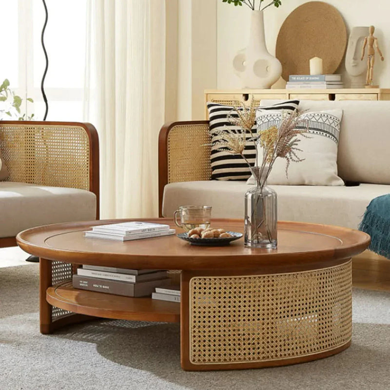 Nembi Rattan Round coffee table - Wooden Empiro