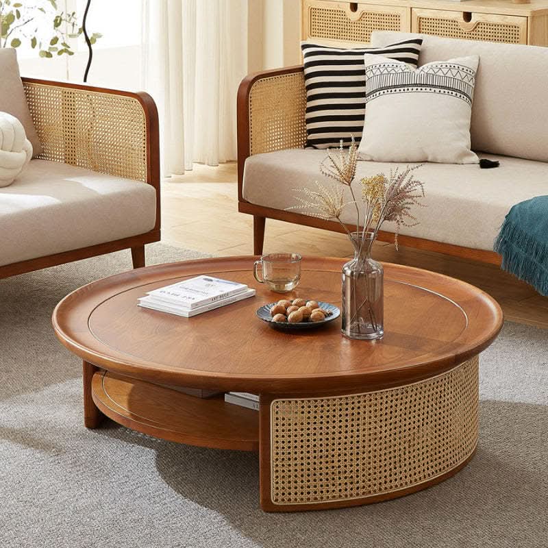 Nembi Rattan Round coffee table - Wooden Empiro