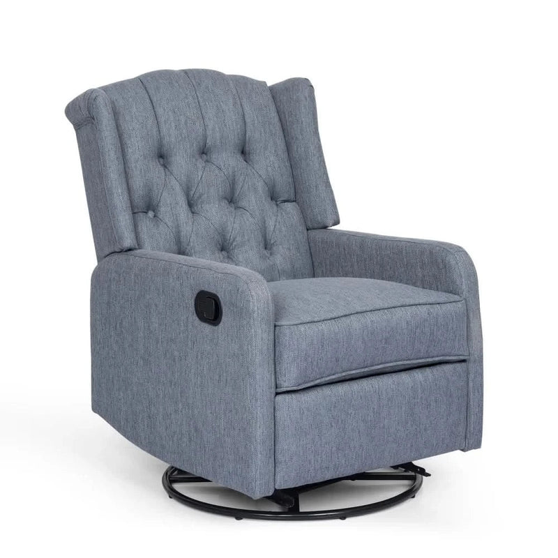 Iven Contemporary Tufted Wingback Swivel Recliner