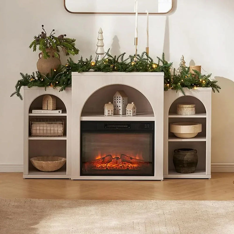 Electric Fireplace Mantel TV Stand - Wooden Empiro