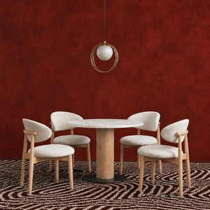 Orbit Marble Top Wooden Dining Table Set - Dining Set - Gharaana