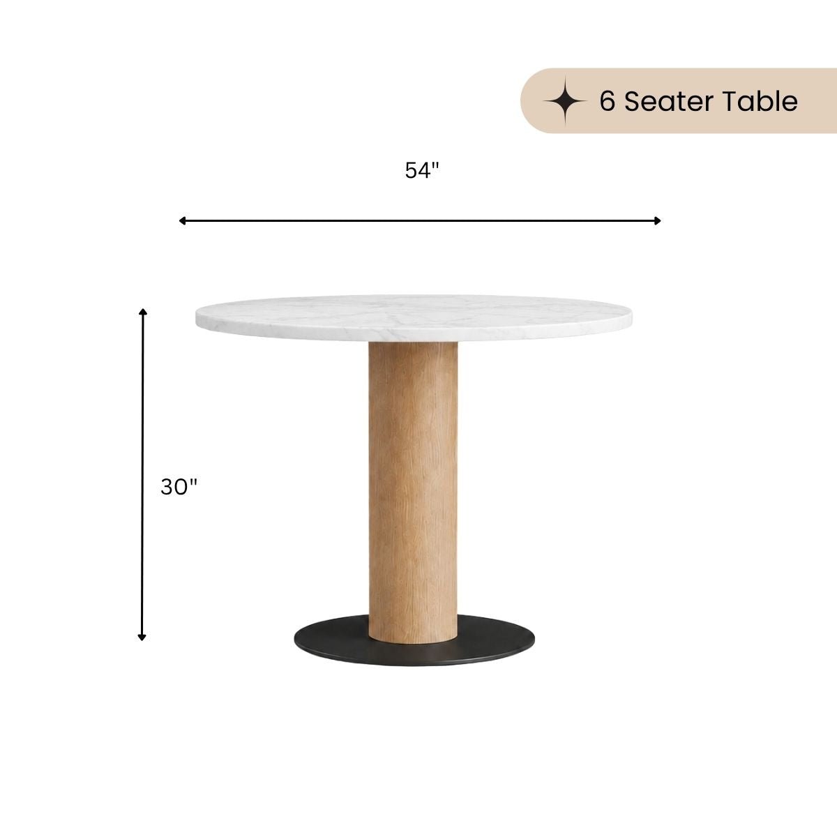 Orbit Marble Top Wooden Dining Table Set - Dining Set - Gharaana