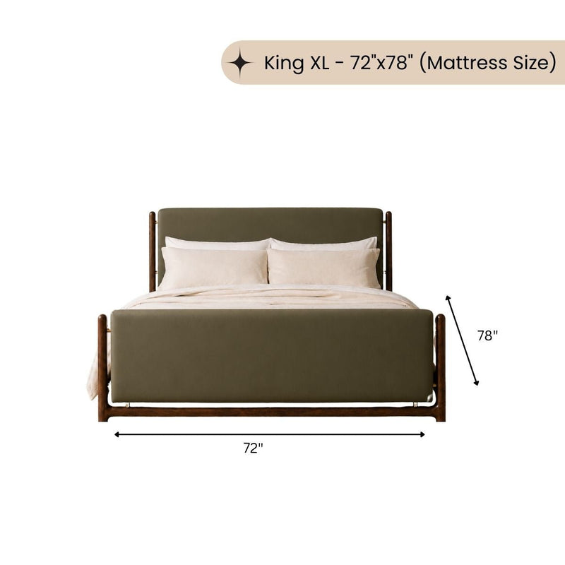 Hardik 100% Solid Wood Upholstered Bed - Beds - Gharaana