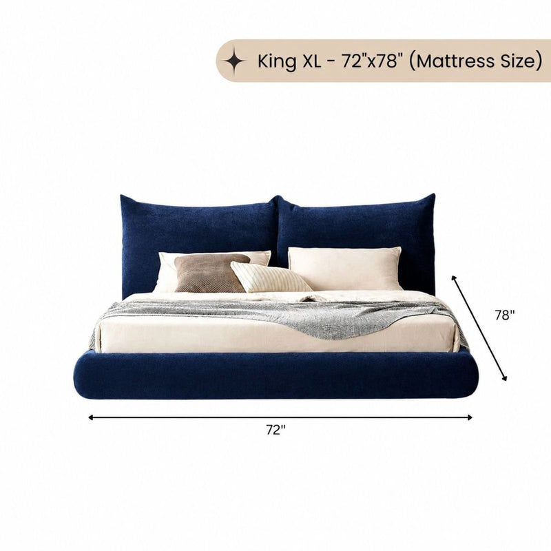 Eva 100% Solid Wood Upholstered Bed