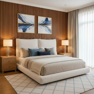 Eva 100% Solid Wood Upholstered Bed - Beds - Gharaana