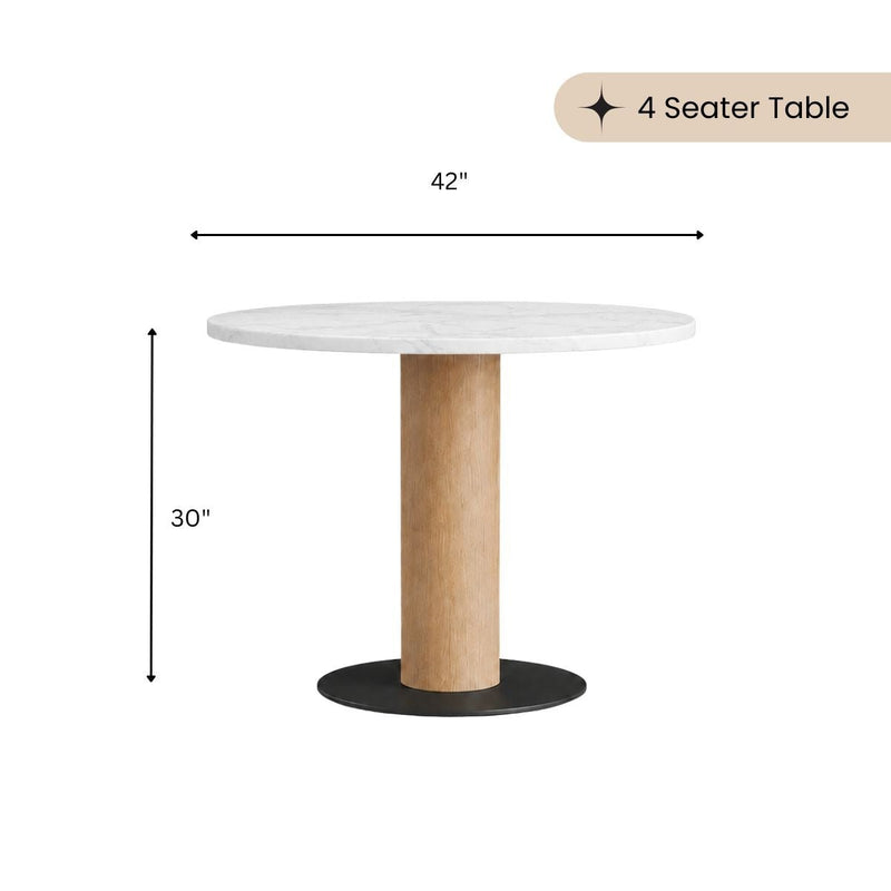 Orbit Marble Top Wooden Dining Table Set