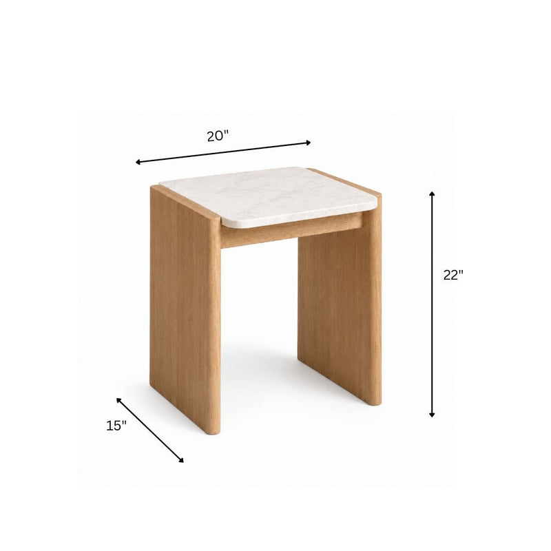 Cara Marble Top Wooden Side Table