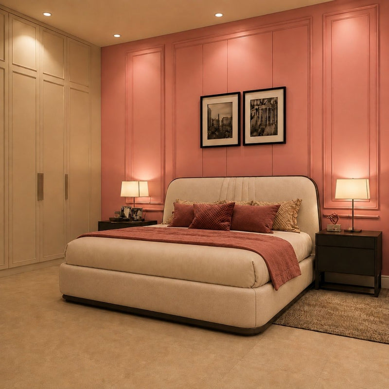 Duke 100% Solid Wood Upholstered Bed