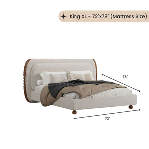 Clara 100% Solid Wood Upholstered Bed - Beds - Gharaana