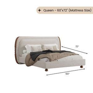 Clara 100% Solid Wood Upholstered Bed - Beds - Gharaana
